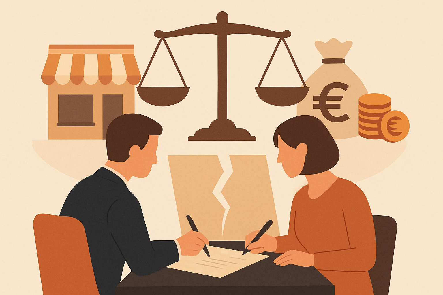 Divorce amiable commerçant : fonds de commerce 2026